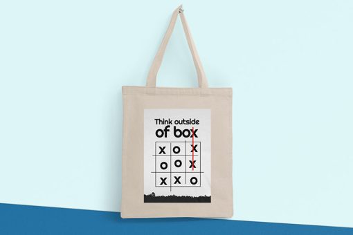 Think Outside The Box Tote Bag, Motivational Quotes, Gift for Camper, Summer Vacation Bag, Unique Tote Canvas