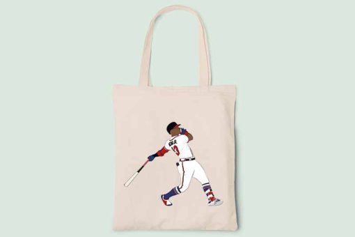 Vintage Ronald Acuña Jr Tote Bag, Baseball Outfielder, Atlanta Braves MLB, Club Sports Bag, Cotton Canvas Tote Bag