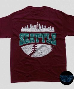 Vintage Seattle Baseball T-Shirt, Retro City Skyline T-Shirt, Seattle Mariners Shirt, Baseball Team, MLB 2022, Unisex T-Shirt