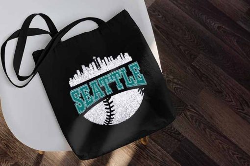 Vintage Seattle Baseball Retro City Skyline Tote Bag, Seattle Mariners Bag, Baseball Team, MLB 2022, Unique Canvas Tote