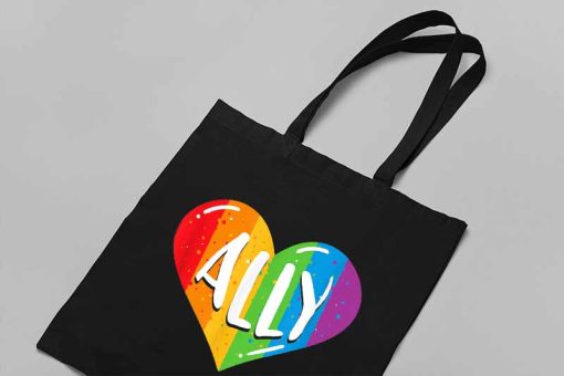 Ally Lesbian Gay Queer Bisexual Trans Pride Tote Bag, LGBT Bag, Human Rights, Proud Ally Flag, Shopping Bag