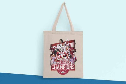 Arkansas Razorbacks Softball Tote Bag, Back to Back Regular Season Conference Champions Bag, Printed Tote Bag, Custom Tote Bag