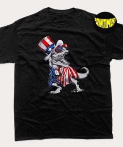 4th of July Dinosaur Gamer T-Shirt, Red White and Rawr Shirt, Amerisaurus Shirt, Funny Video Game USA American Flag