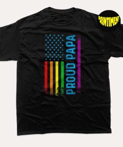 Proud Papa Gay Pride Rainbow Flag T-Shirt, Pride Ally Shirt, Equality Shirt, LGBTQ Pride Shirt