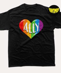 Pride Ally Heart T-Shirt, Support LGBTQ Tee, LGBT Awareness Month Shirt, Pride Shirt, Pride Shirt Women