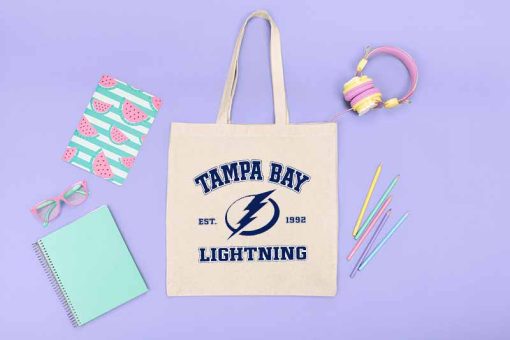 Tampa Bay Lightning Canvas Tote Bag, Hockey Champion, Gift for Fan, Tampa Bay Lightning Hockey, Personalized Canvas Tote Bag