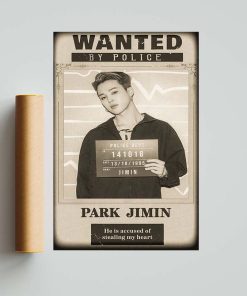 Park Jimin BTS Poster, Jimin Wanted By Police, Jimin Room Decor, BTS Wall Decor, Bangtan Boys Poster, Gift for Army