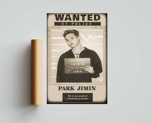 Park Jimin BTS Poster, Jimin Wanted By Police, Jimin Room Decor, BTS Wall Decor, Bangtan Boys Poster, Gift for Army