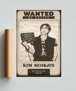 BTS Jin Wanted By Police Poster, BTS Jin Art Print for Decorating Room Wall, Kpop Bangtan, BTS Kim SeokJin, Home Decor, Fan Gift