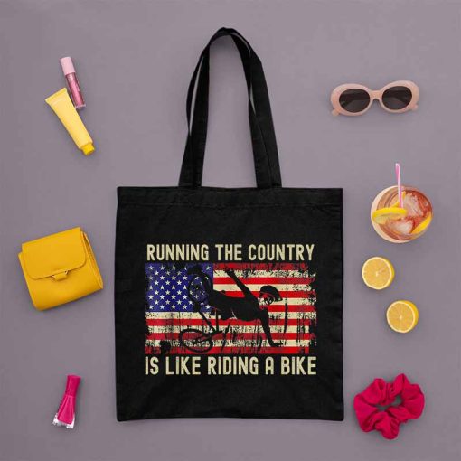 Running The Country Bag, Biden Falling Off The Bike Tote Bag, Joe Biden Bag, Biden Failed, Is Like Riding A Bike Custom Tote Bag, Shoulder Bag