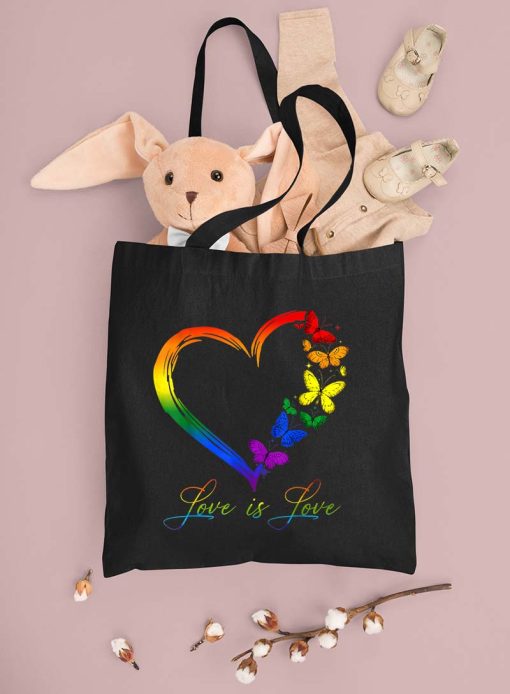 Love Is Love Tote Bag, LGBT Bag, Rainbow Pride, Love Wins Canvas Bag, Gay Pride Tote, Lesbian Gay, Shopping Bag