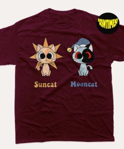 Moondrop and Sundrop as FNAF Security Breach Cats T-Shirt, Game Character Dolls Children Gift