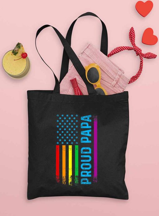 Proud Papa Tote Bag, Proud Ally LGBTQ Bag, Pride Month Support LGBT Vintage Bag, Human Rights, Love is love, Tote Bag