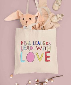 Real Leaders Lead with Love Tote Bag, Real Leaders, Lead With Love Bag, Kamala Harris Pride Month Event Bag, Canvas Tote Bag