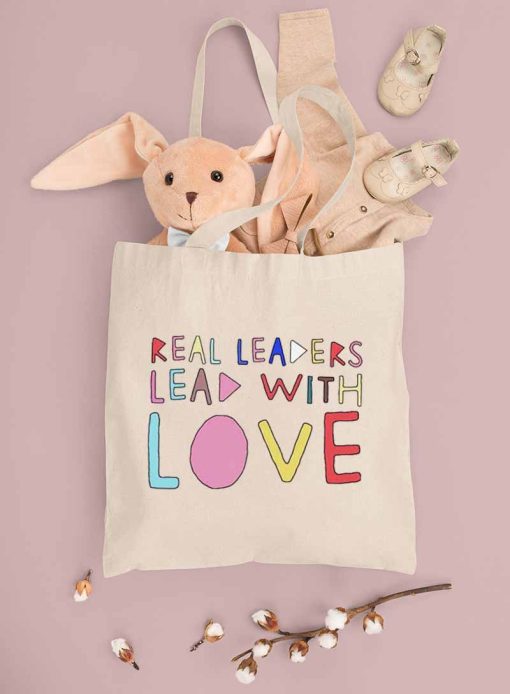 Real Leaders Lead with Love Tote Bag, Real Leaders, Lead With Love Bag, Kamala Harris Pride Month Event Bag, Canvas Tote Bag