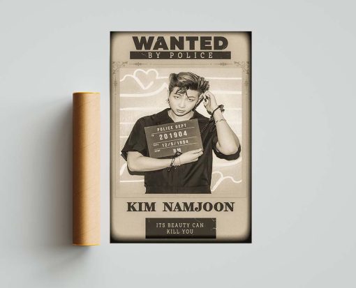 RM BTS Poster, Wanted By Police Poster, RM Art Print, BTS Group Art Poster, Gift for Army, BTS Member, Home Decor, Room Decor