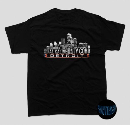 Detroit Baseball Team All Time Legends T-Shirt, Detroit City Skyline Shirt, Game Day Shirt, Baseball Lover Gift, Vintage Baseball