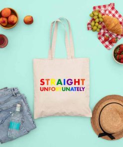 Straight Unfortunately Rainbow Tote Bag, Pride Ally Bag, Gay Pride, LGBT Canvas Tote, Support LGBTQ, Cotton Canvas Tote