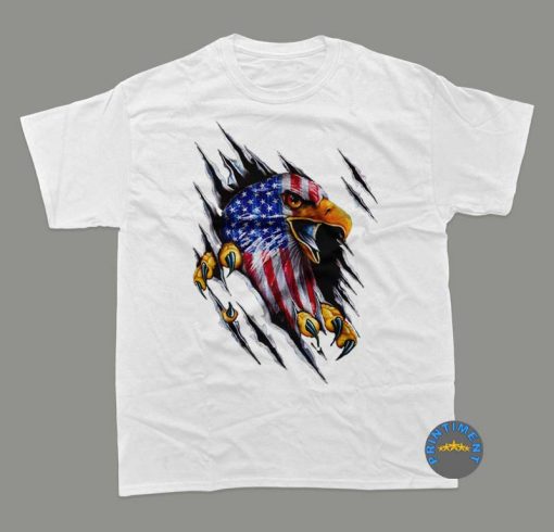 Happy 4th of July USA Eagle American Flag T-Shirt, Patriotic Eagle Shirt, Proud 4th Of July Shirt