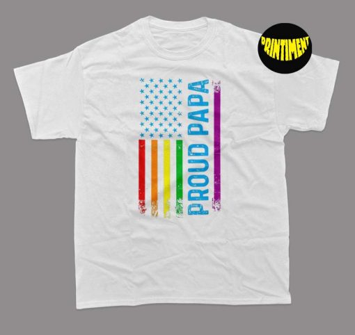 Proud Papa Gay Pride Rainbow Flag T-Shirt, Pride Ally Shirt, Equality Shirt, LGBTQ Pride Shirt