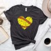 Distressed Softball Heart T-Shirt, Softball Shirt, Softball Heart Shirt