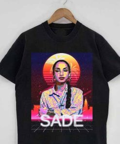 Retro Sunset S.A.D.E Adu T-Shirt, Singer Sade Tour Concert Black Shirt