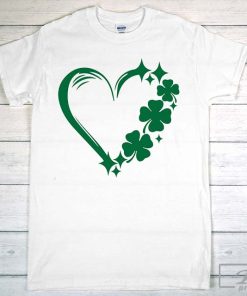 Shamrock Sparkly Heart Shirt, Happy St. Patrick's Day T-Shirt, Leaf Clover Love Shirt, Lucky Shirt