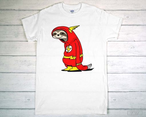 Flash Sloth T-Shirt, Funny T-Shirt with Print, Cute Sloth Shirt