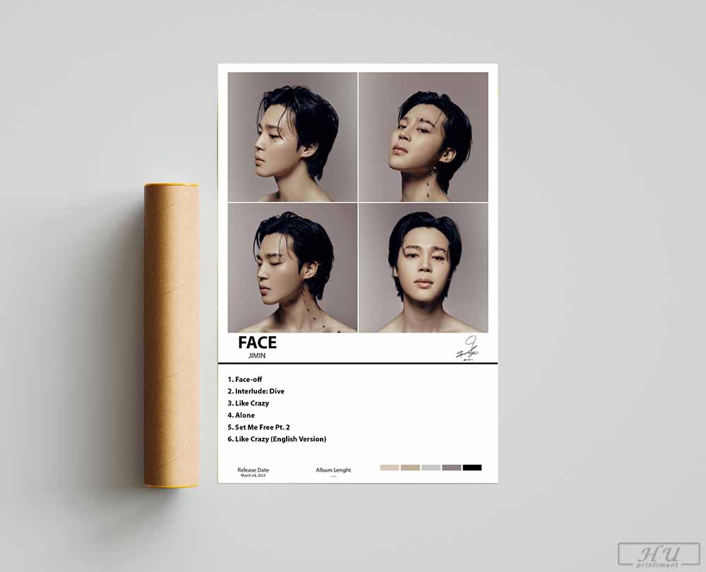 Jimin Face Album Poster, Jimin BTS, Tracklist Album Poster - Printiment