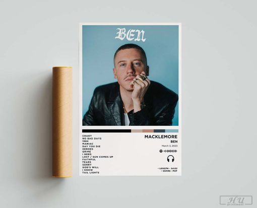Macklemore - BEN Album Poster, Macklemore Tracklist, Album Cover Poster