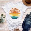 Retro Sunset Rays Wavy T-Shirt, Vintage Shirt, Retro Sunshine Shirt