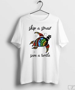 Skip a Straw Save A Turtle Stop Ocean Pollution Sea Turtle T-Shirt, Protect Our Oceans with Turtle Shirt