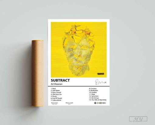 Ed Sheeran SUBTRACT Album Poster, - (Subtract) Tracklist Poster, Wall Art, Home Decor