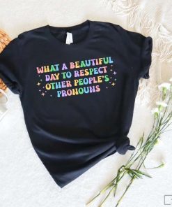 What A Beautiful Day to Respect Other People's Pronouns T-Shirt, LGBTQ+ Shirt, Human Rights Shirt