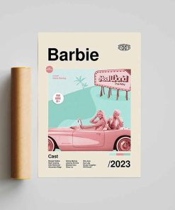 Barbie (2023) Mid-Century Art Poster, Film Wall Art