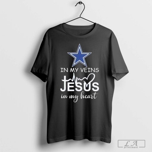 Dallas Cowboys logo 2023 in my veins Jesus in my heart shirt