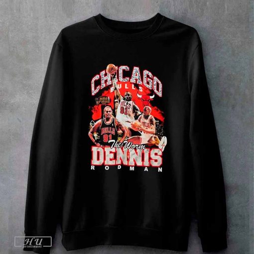 Dennis Rodman Chicago Bulls Mitchell Ness Hardwood Classics Bling Concert Player T-shirt