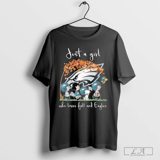 Just A Girl Who Love Fall And Philadelphia Eagles 2023 Shirt