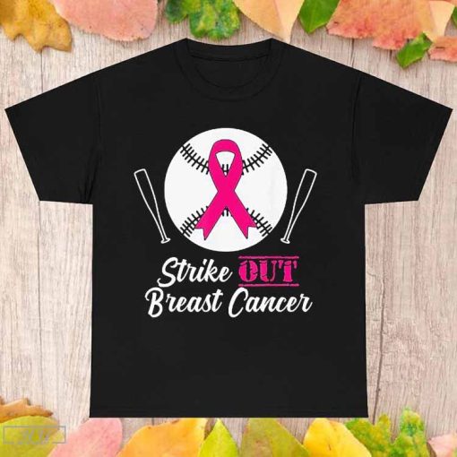 Strike Out Breast Cancer T-Shirt, Baseball Pink American Flag Shirt