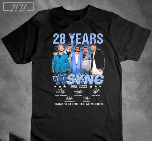 Official NSYNC 28 Years 1995-2023 Thank You For The Memories Signatures T-Shirt