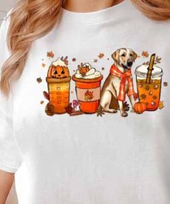 Labrador T-Shirt, Fall Coffee Lover Shirt