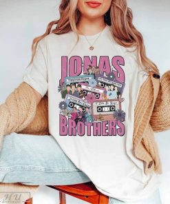 Retro Jonas Brothers Cassette Shirt, Nick Joe Kevin Jonas Shirt, Retro Five Albums One Night Tour Shirt, Jonas brother For Fan tour 2023 Tee