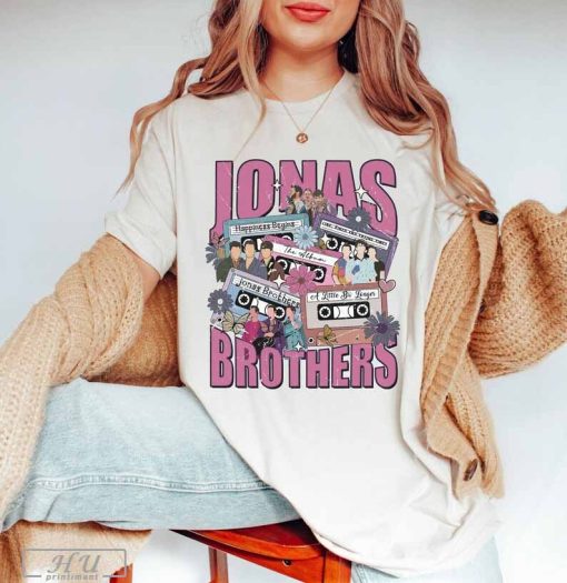 Retro Jonas Brothers Cassette Shirt, Nick Joe Kevin Jonas Shirt, Retro Five Albums One Night Tour Shirt, Jonas brother For Fan tour 2023 Tee