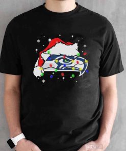 Seattle Seahawks Santa Hat Christmas Light T-Shirt