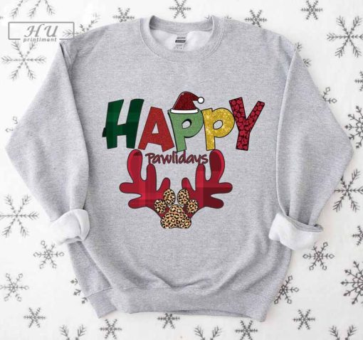 Happy Pawlidays Shirt, Christmas Dog Sweater Unisex T Shirt