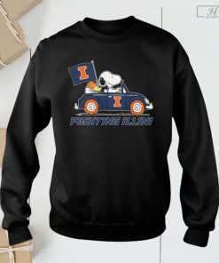 Illinois Fighting Illini Snoopy And Woodstock Driving Car 2024 NCAA Basketball Shirt