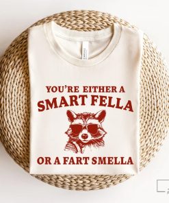 Are You A Smart Fella Or Fart Smella Retro Cartoon Shirt, Weird Shirt, Meme Shirt, Trash Panda Shirt