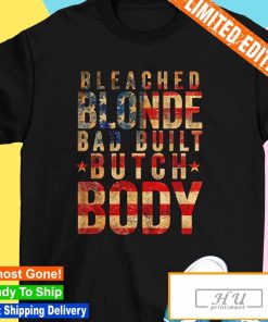 Bleach blonde bad built butch body America flag shirt