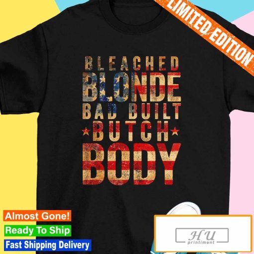 Bleach blonde bad built butch body America flag shirt