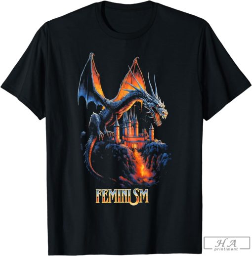 Feminism Dragon Fantasy Vintage T-Shirt